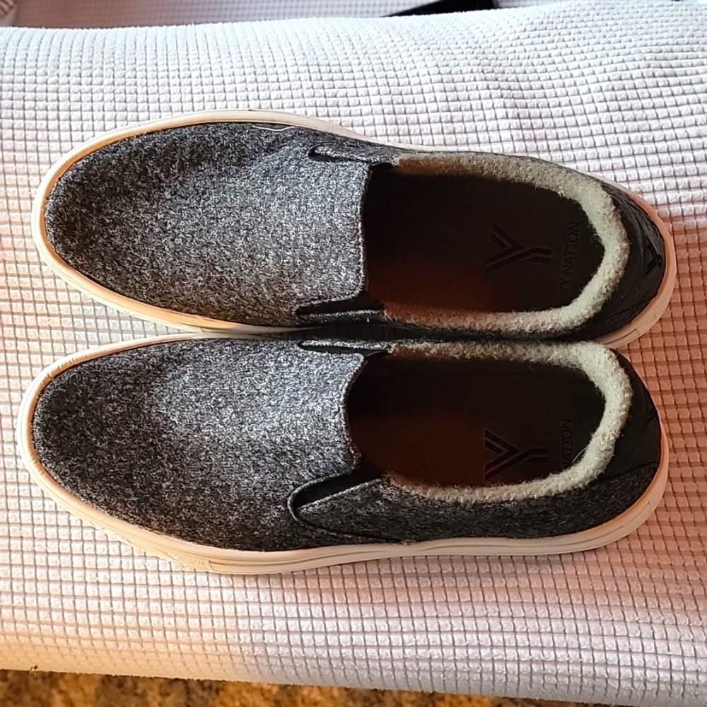 Charcoal/White slip on shoes by YY Nation